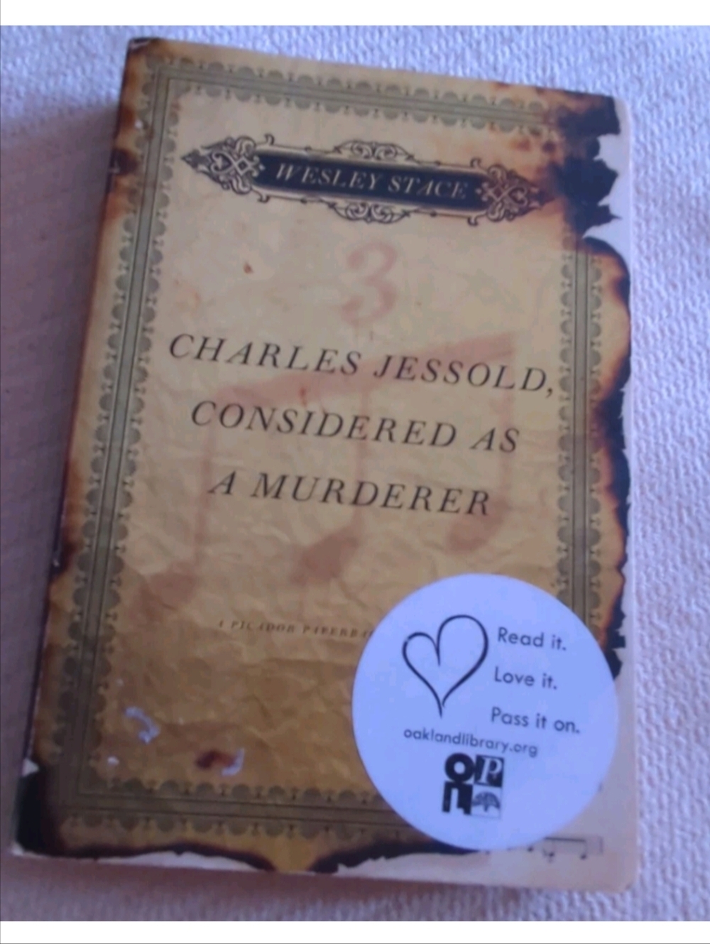 'Charles Jessold, Considered as a Murderer' Novel Book